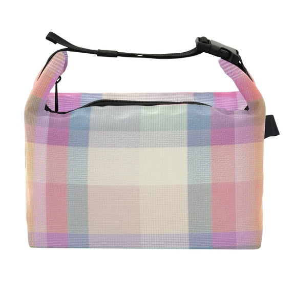 Buckle Handle Insulated Picnic Lunch Bag With Adjustable Strap 7L Capacity Vibrant Pastel Hues