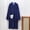 Blue, variant on Women's Long Robe Faux Furs Bathrobe Crew Neck Loungerwear Warm Housecoat Long Sleeve Nightgown with Pockets