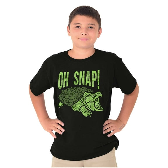 Funny Oh Snap Turtle Animal Pun Crewneck T Shirts Boy Girl Teen Brisco Brands S