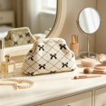 thumbnail image 4 of TAROFIIH Women’s Polyester Cosmetic Bag – Portable Crocheted Handbag, Dumpling-Shaped Striped Pleated Cloud Clutch, Evening Purse for Travel, Parties and Weddings, 4 of 6