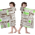 thumbnail image 4 of Green Brown Football Words Pattern Hooded Bath Towel，50"x30" for Ages 3 To 12 Kids, Quick Dry Lightweight Soft Microfiber Hood Beach Towel Cover Up for Kids, 4 of 7