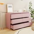 thumbnail image 3 of CASEMIOL Wood Dresser, 6 Drawer Wide Storage Chest for Bedroom,Pink, 3 of 6