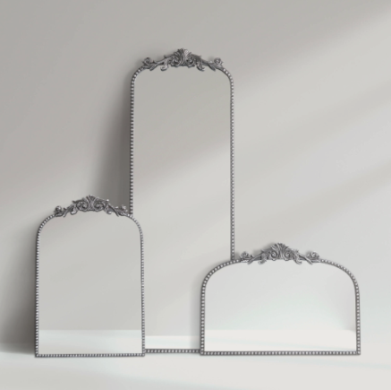 Filigree 20x30 Black Arched Ornate Large Wall Mirror for Bathroom or Living Room