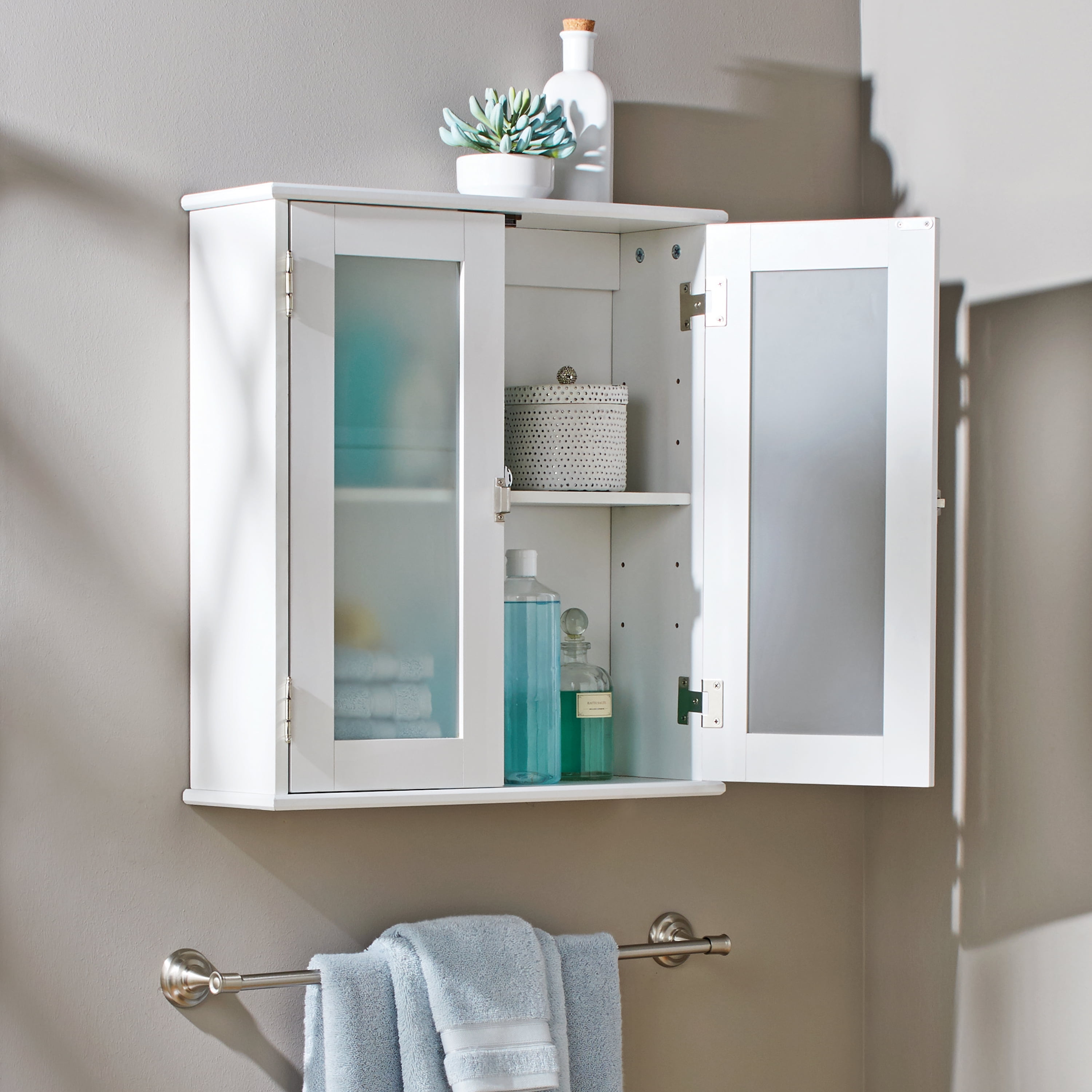 Prairie Wall Cabinet White Bathroom Contemporary Style Storage Area