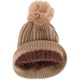 thumbnail image 2 of CTM  Ribbed Knit Stripe Winter Beanie Hat with Pom (Women), 2 of 3