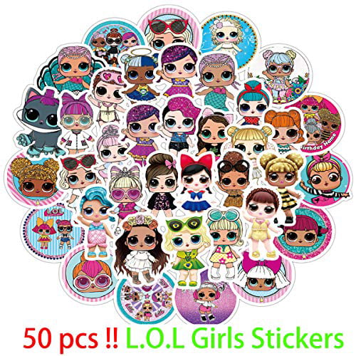 Travel Case Water Bottles Computer Foni 50Pcs LOL Stickers,Laptop Stickers,Durable Waterproof Vinyl Laptop Decal Stickers Pack for Teens