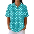 thumbnail image 2 of Women's Waffle Knit Polo Shirt Color Block Striped Collared Short Sleeve Relaxed Fit Casual Daily Office Summer Tops 2026, L, 2 of 8