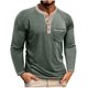 thumbnail image 2 of pstuiky Camisas para hombre de manga larga, Blusas casuales de manga larga con cuello redondo, botones, cuadros, bolsillos y bloques de color para hombre Tops casuales para hombres xxl, 2 of 8