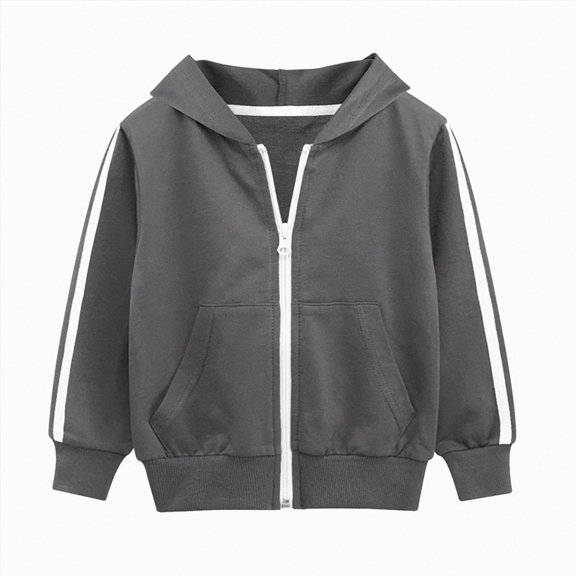 Splozh Girls Zip Up Sweatshirt Fashion Boys Long Sleeve Hooded Sweatshirt Comfortable Warm Casual Zippered Boys Sweatshirt,Dark Gray,12-18 Months