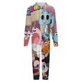 thumbnail image 4 of Amazing World of Gumball Men's Hooded Jumpsuit - Zip Up One Piece Pajamas Soft Cozy Winter Warm Plush Loungewear, 4 of 8