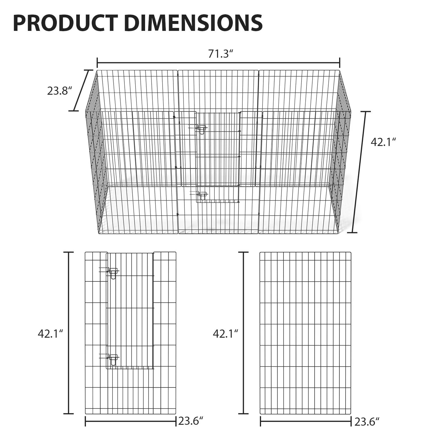 YRLLENSDAN,42In,8 Panel,Outdoor Dog Fence,Puppy Play Pen for Indoors,Dog Play Pen Indoors,Easy To Assemble and Store,Foldable,Black