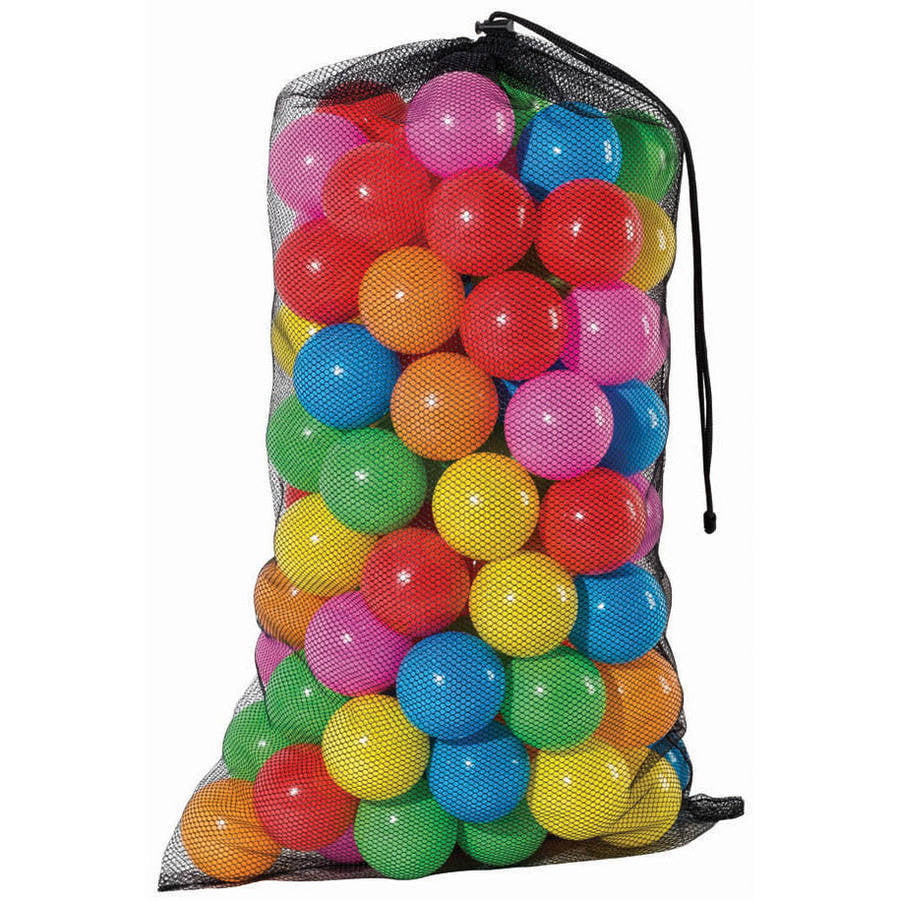 Play Balls 500 Piece 4 Assorted Color Ball Pit Smooth Seam Reusable Zippered Bag 