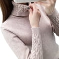thumbnail image 2 of Suéter de cuello alto para mujer, jerseys gruesos y cálidos de manga larga, color caqui, otoño e invierno, novedad de 2023, 2 of 5