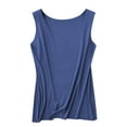 thumbnail image 4 of Women's Ribbed Knit Camisole - Seamless Sleeveless Shell Top, Stretchy Basic for Layering (M-XXL, 12 Colors) | Yubnlvae | Women's Ribbed Sleeveless Round Neck Solid Color (Blue | XL), 4 of 7