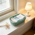 thumbnail image 5 of Plastic Woven Storage Baskets, Small Pantry Baskets for Organizing, Imitation Rattan Woven Basket Organizer Basket Bins for Shelves, Organizer and Storage for Bathroom, Bedrooms, Kitchens, Green, 5 of 6