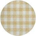 thumbnail image 5 of 8' Gold And Beige Round Plaid Washable Indoor Outdoor Area Rug, 5 of 5