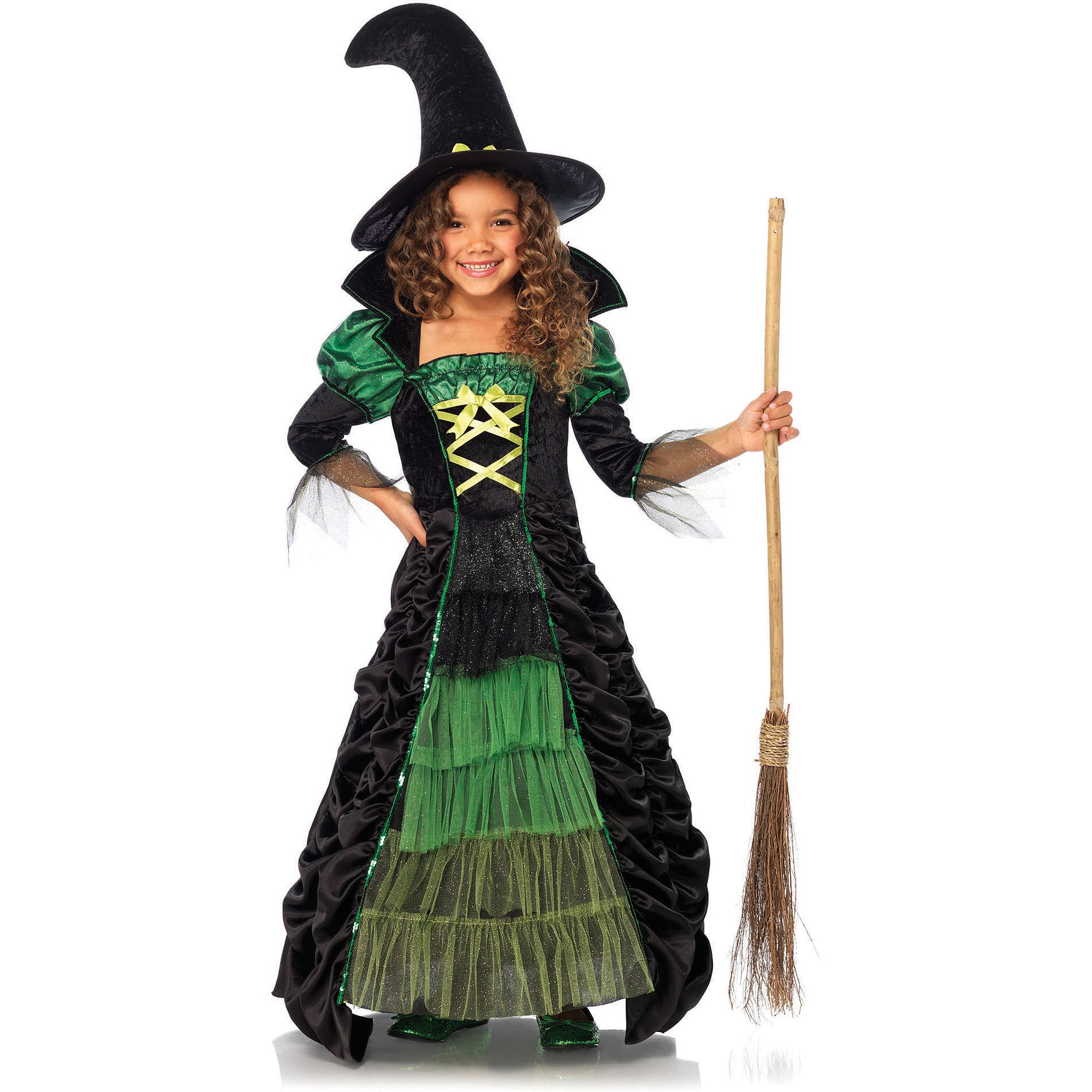 Childrens Girls Lil Witch Halloween Party Costume Fancy Dress Outfit 4-6 Years 