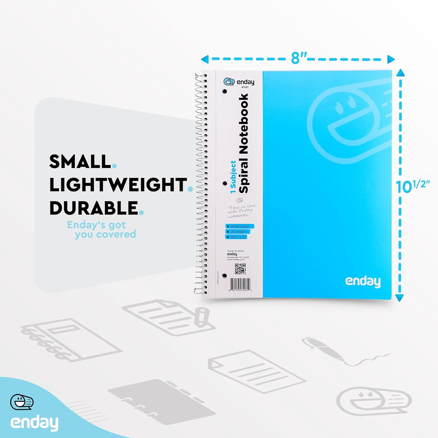 Enday 48 Pack, 1 Subject Spiral Notebook Wide Ruled Bulk, Hardcover Spiral Bound Notebooks for School and College, 140 Pages (70 Sheets) 3 Hole Punched Notebook, Multicolor