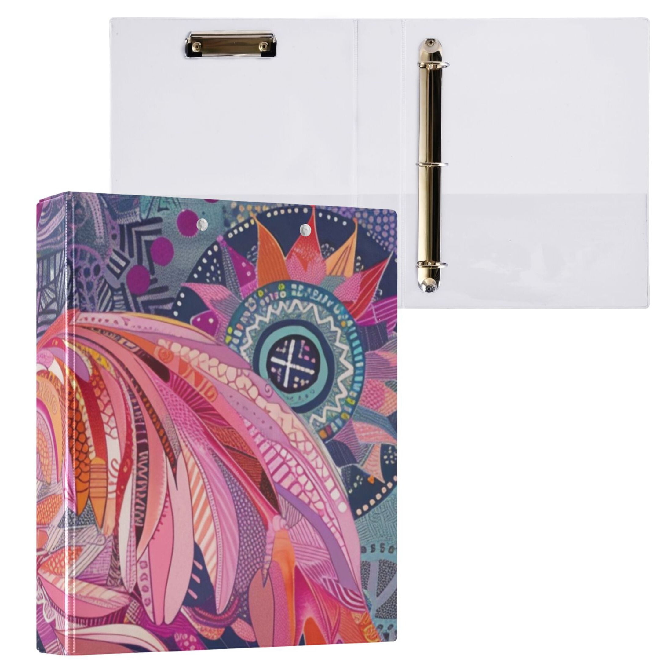 Pink Flamingo 3 Ring Binders 1.5 inch Hardcover File Folders with Interior Pockets A4 Size Organizer for School Office Hospital