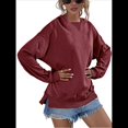 thumbnail image 3 of Sudadera de Larga para Mujer, Holgada, para Hacer Ejercicio, para Salir, Informal, con Capucha Vino Tinto M, 3 of 10