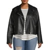 Juniors' Plus Size Vegan Leather Moto Jacket