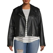 No Boundaries Juniors' Plus Size Vegan Leather Moto Jacket