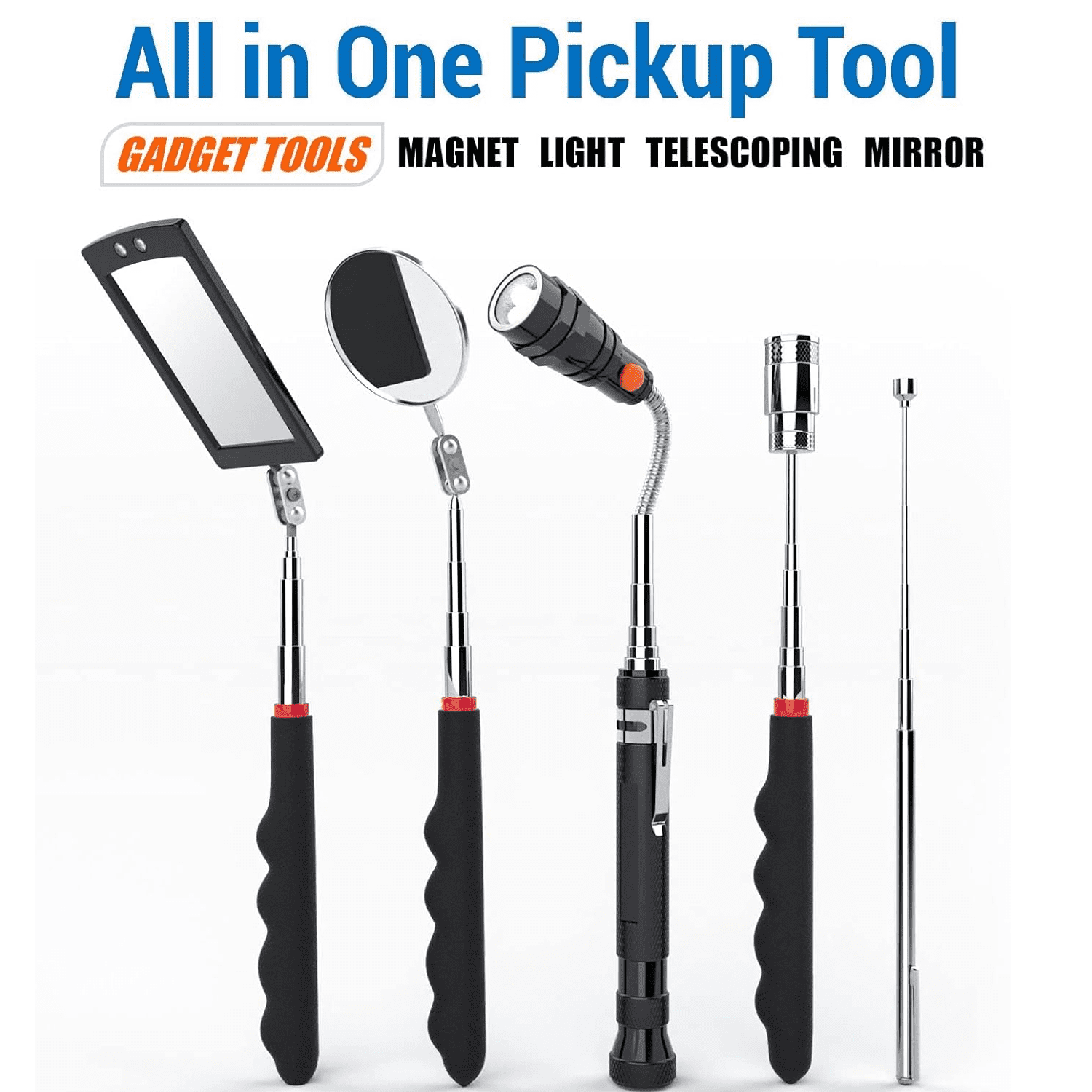 Telescoping Magnetic Pickup Tool Set- Extendable Magnet Flashlight with Inspection Mirror, Christmas Stocking Stuffers Gifts for Men or Women,Him Dad,Husband Father,Mechanic Handyman,Truck Driver