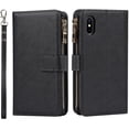 thumbnail image 2 of Wallet Case Compatible with iPhone Xs/iPhone X Case,[9 Card Slots] [Wrist Strap] [Stand Feature] Zipper Cash Pocket Magnetic Leather Cover Shockproof Slim Case for iPhone Xs,5.8 inch Black, 2 of 16