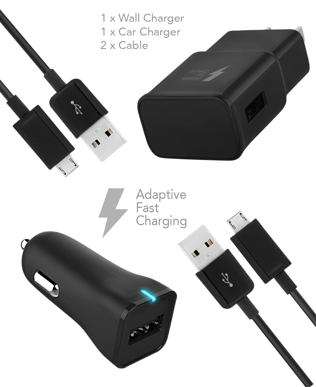 golf advies Middel LG Nexus 5X Charger Fast Micro USB 6 ft 2.0 Cable Kit by TruWire - (1 Fast  Car Charger+ 1Wall Charger+2 Micro USB Cables) True Digital Adaptive Fast  Charging up to 50% faster! - Walmart.com