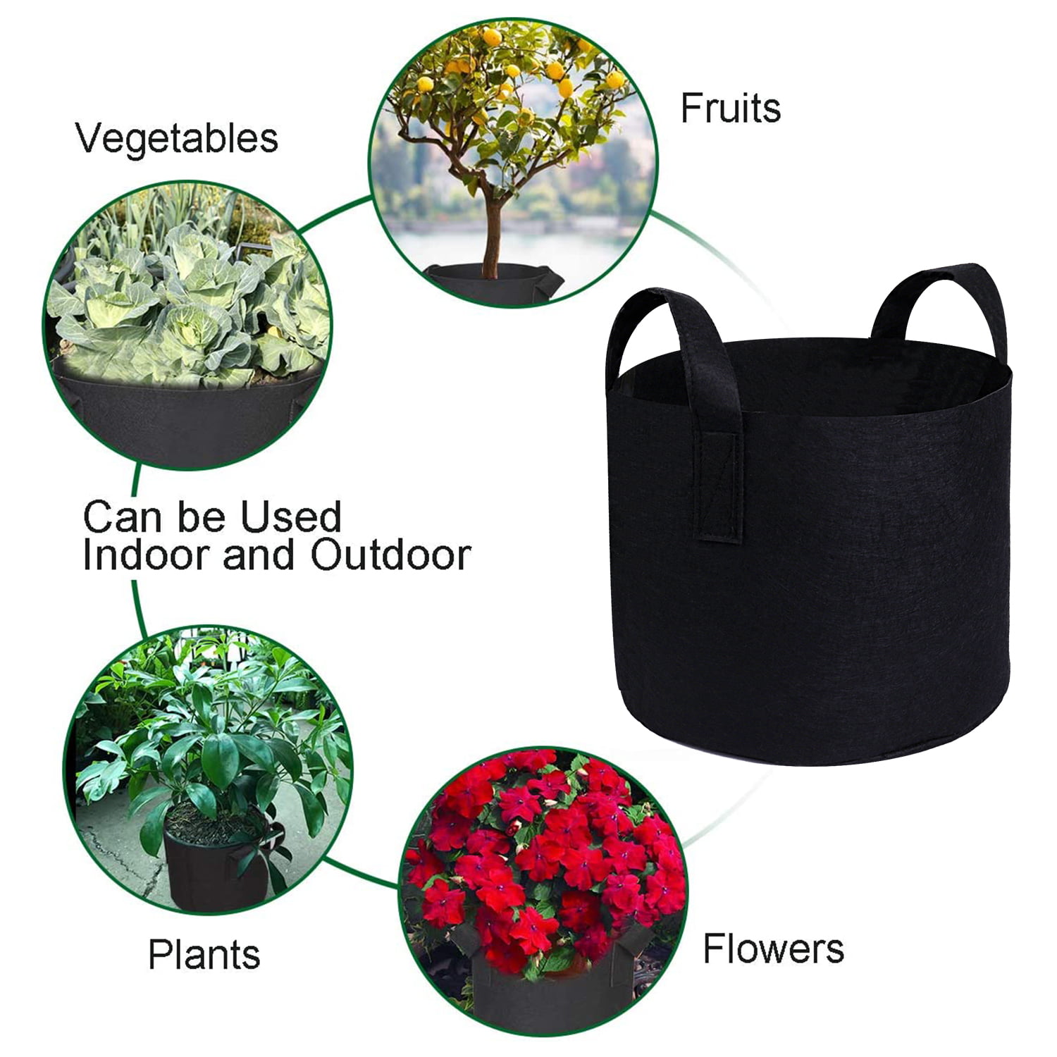 DDSKY 5Pcs 5 Gallon Plant Grow Bags Non-Woven Fabric Flower Pots with Handles for Growing Trees Flowers Fruits Vegetables 