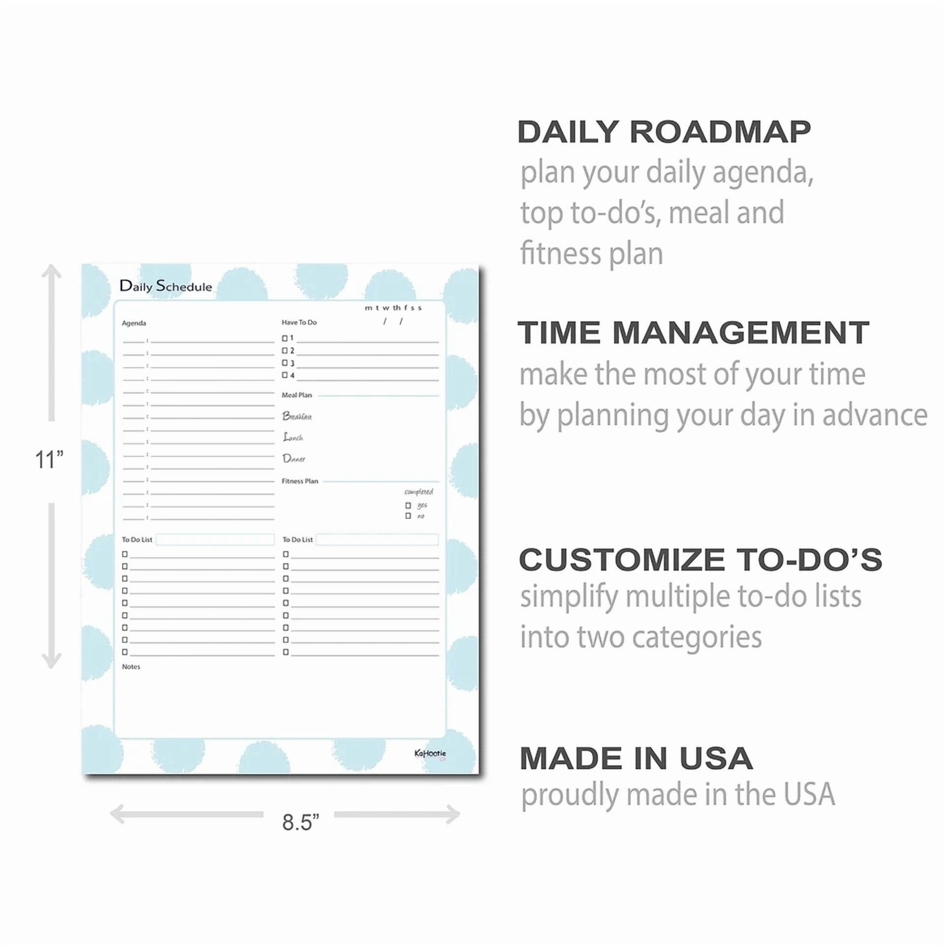 Kahootie Co. Kahootie Co Daily Schedule Notepad 8.5" X 11" 50 Sheets Per Pad