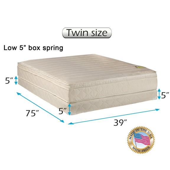 Dream Sleep Comfort Pedic Firm Eurotop Mattress & Low 5" Profile Box Spring - Pillow Top, Sleep System with Enhanced Foam Encased Support, Plush Knit Cover by Dream Solutions USA (Twin 39"x75"x11")