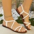 thumbnail image 5 of CQONEPT Womens Sandals Square Open Toe Fashion Slide Sandals Women Dressy Summer Flat Beach White Size 9.5, 5 of 9