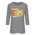 thumbnail image 4 of Women's Vintage Pullover Tops Crew Neck 3/4 Length Sleeve Tees 1976 Graphic Casual Comfy Trendy T Shirts (XXL, Gray), 4 of 4