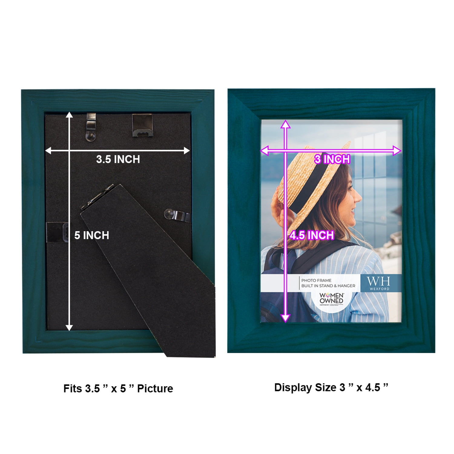 Woodgrain 3.5 in. x 5 in. Ocean Blue Picture Frame (Set of 2)
