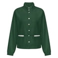 thumbnail image 5 of Jackets for Women Winter Coat Jackets Flannel Stand Collar Jacket(Dark Green Solid Fabric Texture,Size:S-4XL), 5 of 7