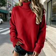 thumbnail image 2 of DLIDG Oversized Turtleneck Sweater for Women Basic Long Sleeve Soft Chunky Knitwear Knit Sweater Thermel Warm Loose Fit Fall Winter Sweater Trendy Slouchy Pullover Jumper Top Red M, 2 of 4