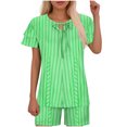 thumbnail image 2 of Ensembles de Pyjama pour Femmes 2 Pcs, Mode Décontractée pour Femmes Manches en Dentelle Imprimée Haut Décontracté Pantalon Ensemble de Pyjama, 2 of 6