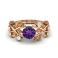 thumbnail image 1 of 6MM Ronde Améthyste 925 Argent Sterling Rose Plaqué Solitaire Femmes Bague de Mariage Classique, 1 of 4