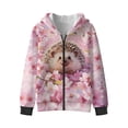 thumbnail image 4 of Xoenoiee Hedgehog Cherry Blossom Print Full-Zip Hoodies Graphic Hooded Sweatshirt Kids Teens Pullover Long Sleeve Joggers Shirt Fall Jacket Workout Casual Tunic Top Outfits Sportswear, M, 4 of 7