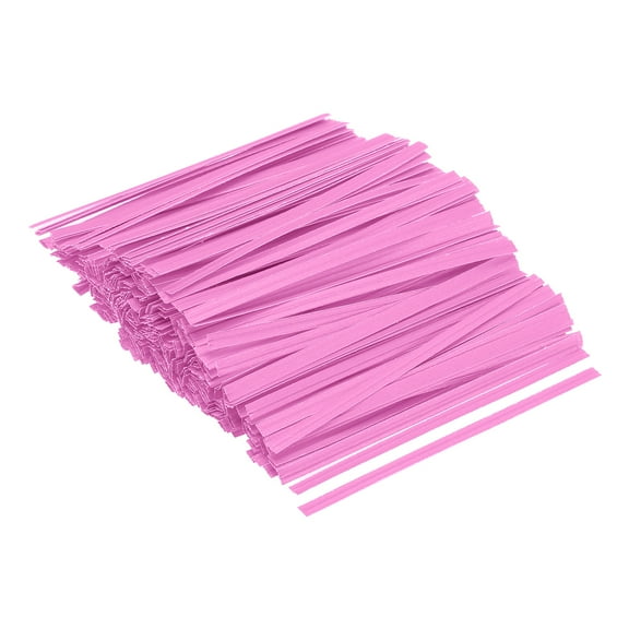 Uxcell Twist Ties 3.5" Paper Closure Tie for Party Bags Crafts Pink 500 Pack