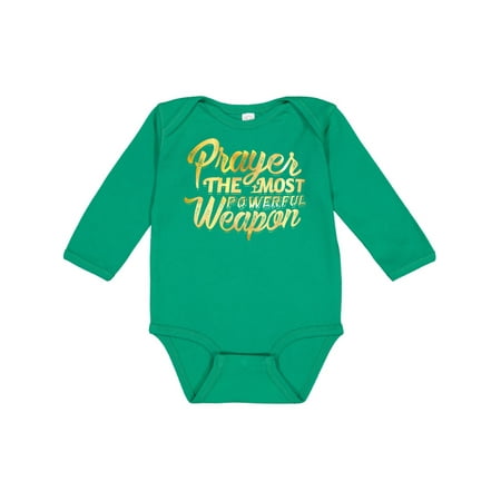 

Inktastic Prayer Power Gold Gift Baby Boy or Baby Girl Long Sleeve Bodysuit