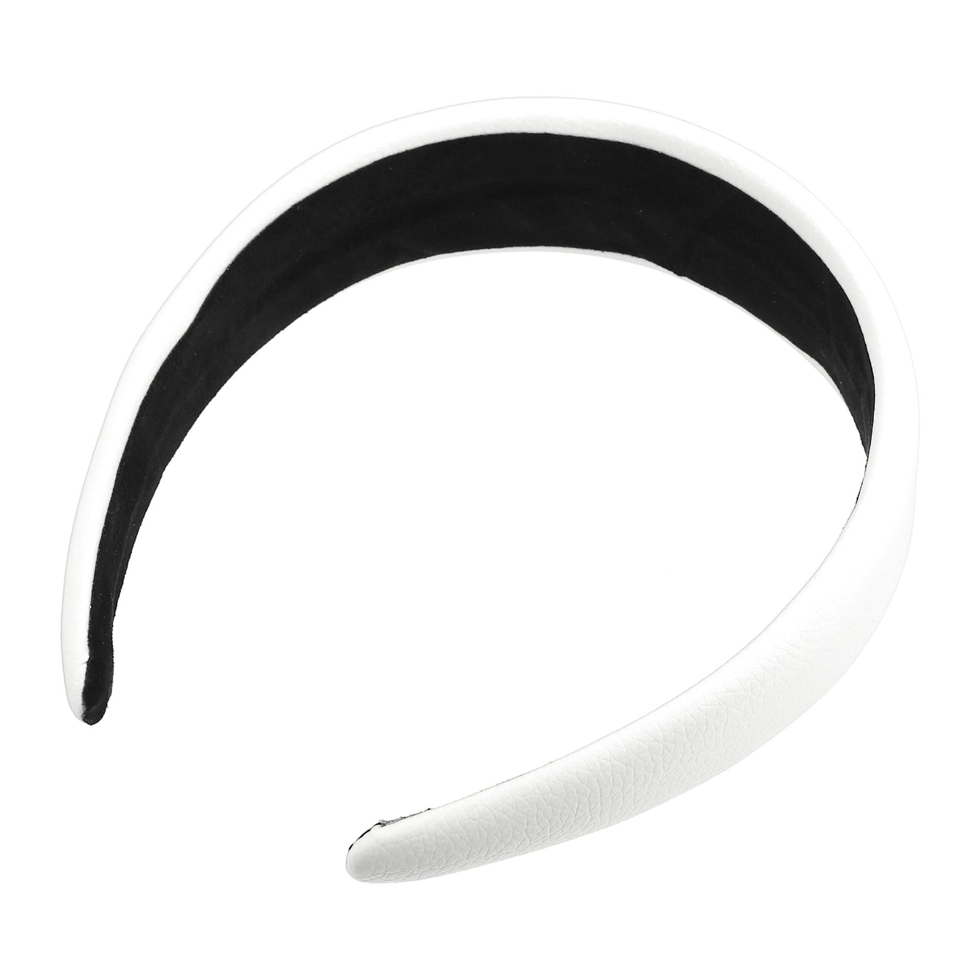 Unique Bargains Inch 1.6 Women Hairband White Wide for Leather Headband Faux
