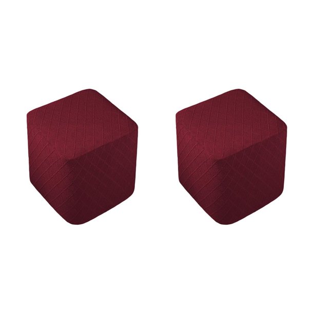 Injueey Instalación de poliéster otomano otomano limpio fundas para taburetes extra integrales asiento resistente al desgarro aplicación Vino rojo 2Conjunto