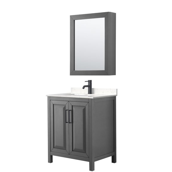 Wyndham Collection WCV252530SGBC2UNSMED Daria 30" Free Standing Single Basin Vanity Set -