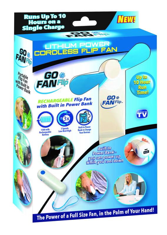 Go Fan Flip Cordless Rechargeable Flip Fan with Power Bank