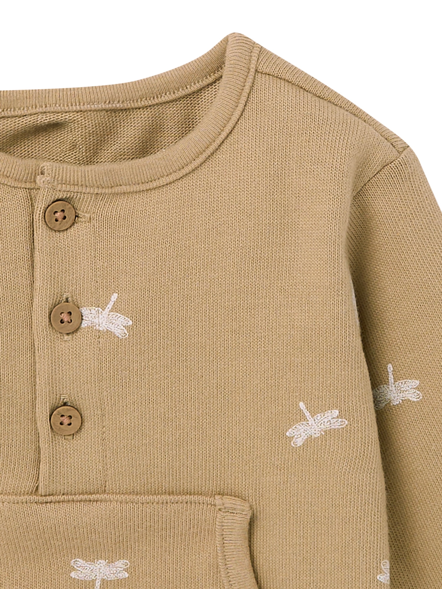 Modern Moments by Gerber Baby Boy Henley Dumpling Romper with Kanga Pocket, Sizes 0/3 Months - 24 Months