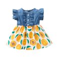 thumbnail image 1 of Ropa para niña pequeña, vestido de verano con volantes, sin mangas, con lazo, falda Floral empalmada, trajes de verano para niñas pequeñas brillar Electrónica, 1 of 5