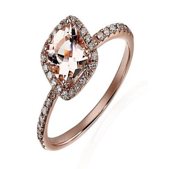 Sale: 1.50 Carat Peach Pink Morganite and Diamond Engagement Ring in 10k Rose Gold