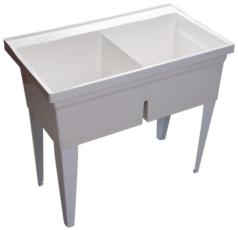 Proflo Pflt4024 40" DoubleBasin Free Standing Laundry Sink White